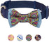 Blueberry Pet 4 Patterns Paisley Print Handmade Dog Collar, Navy Blue, Small, Adjustable, Neck 12"-16"