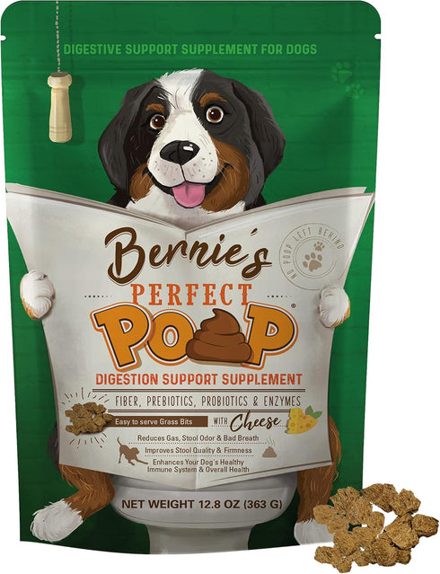 Perfect Poop Digestion & General Health Supplement for Dogs: Fiber, Prebiotics, Probiotics & Enzymes for Digestive