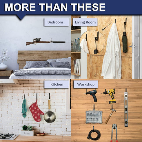 Heavy Duty Steel Gun Rack Storage Wall Mount Hooks for Rifles, Shotguns, and Archery Bow