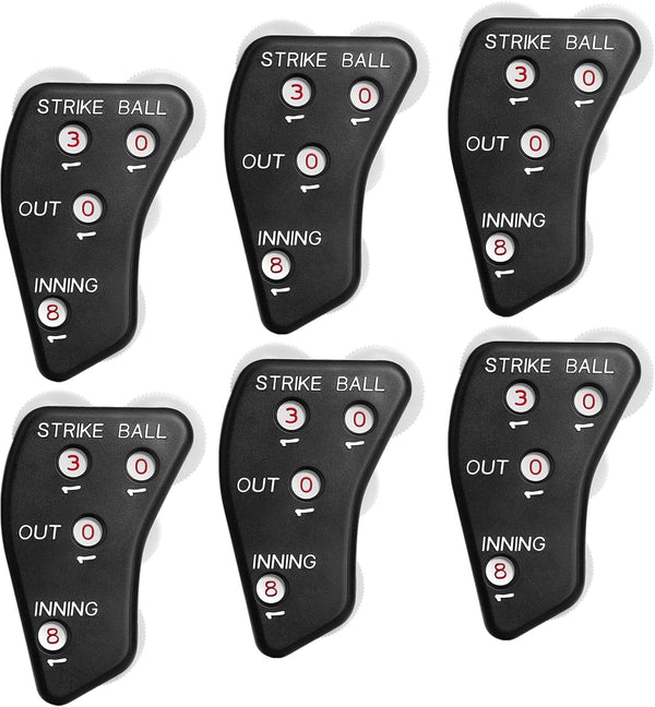 Watayo 4 Wheel Baseball Umpire Clicker, Black Umpire Indicator Gear for Scorekeeper Recording Outs & Innings