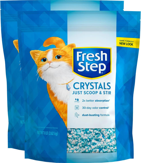 Fresh Step Crystals Premium Cat Litter - Scented, 16 lbs total (2 Pack of 8lb Bags) (Package May Vary)
