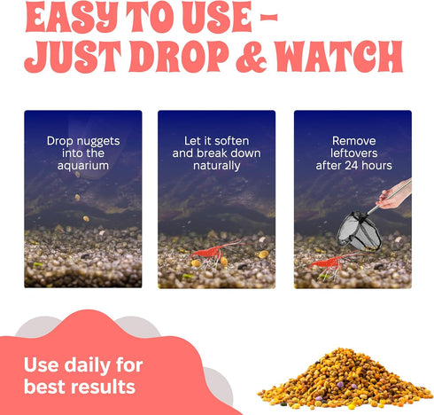 100% 2 oz Snout and Shell Bee Pollen Nuggets for Shrimp Tanks Natural Shrimp Superfood Supplement Boosts Color, Molting