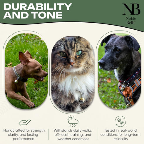 Premium Extra Loud Collar Bells for Pets - Handmade in the USA, Brass & Nickel Silver, Pair
