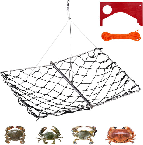Subtoy 1 Pack/2 Pack Crab Trap, Castable Crabbing Net with Bait Clip Foldable