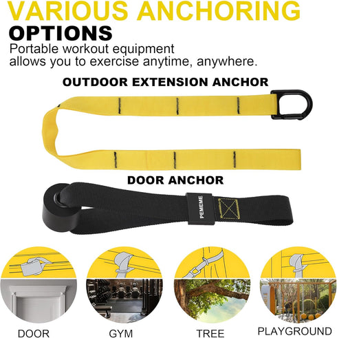 Home Resistance Training Kit, Full-Body Workout with Suspension Trainer Straps, Door Anchor, Handles, Carrying Bag