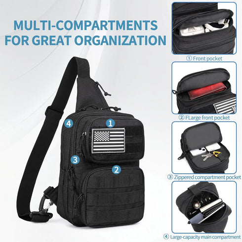 Wotony RFID Blocking Tactical Crossbody Bag for Men - Durable EDC Sling Shoulder Bag with Multi-Pocket Storage
