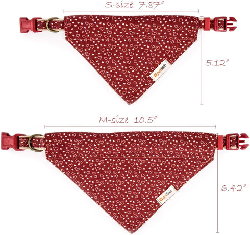 Pettsie Adjustable Dog Bandana Collar with Matching Owner Bracelet - Soft Hemp Scarf Set for Small Dogs, Red