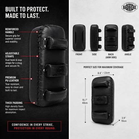 BADBOXE Elbow MMA, Arm Pad Curved Strike Shield Kickboxing,Taekwondo, Punching, Foot, Knee and Target, Coaching Kick