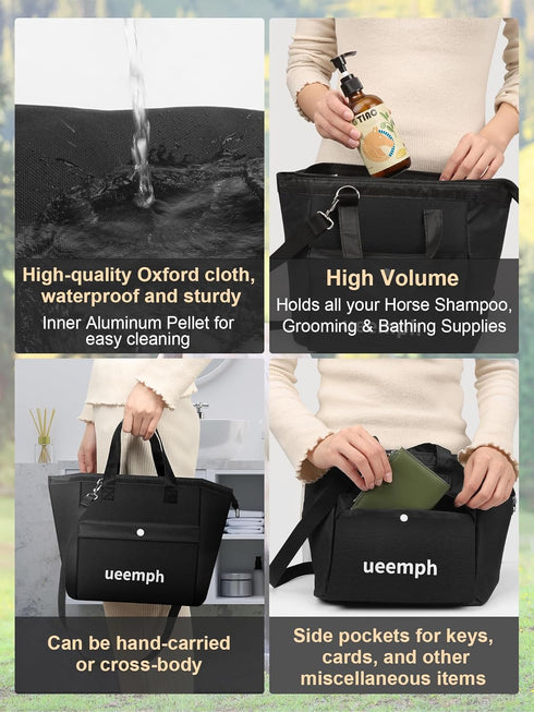 (12-Piece): Horse Grooming Kit Brushes, Storage Bag, Sweat Scraper, Mane Comb, Grooming Gloves, Horse Gift for Girls