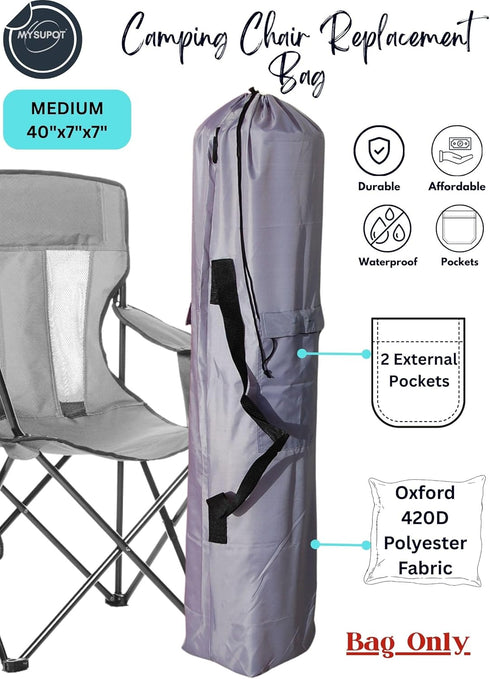 40"x7"x7" Hammock, 420D (Gray, M) Replacement Bag for Folding Camping Chair, Camp Chairs, Yoga Mat, Beach Chair