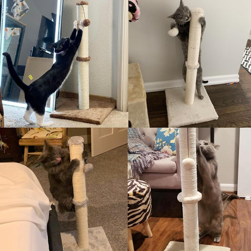 Dimaka 29" Tall Cat Scratching Post, Premium Sisal Rope Scratch Tree with Dangling Ball for Indoor Cats (Grey)