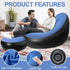 SeaSlep Inflatable Chair with Ottoman, Inflatable Couch for Adults with Flocked Surface, Comfortable Blow Up Air Chair