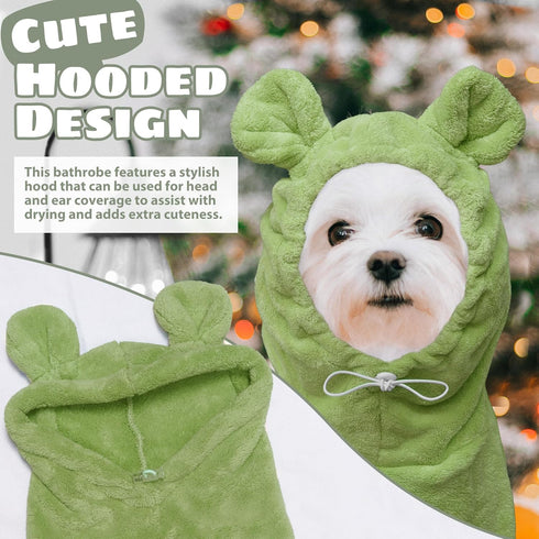 Dog Bathrobe Super Absorbent Towel Robe - Microfiber Bath Towels Fast Drying Coat for Dogs, Cute Dogs Clothes
