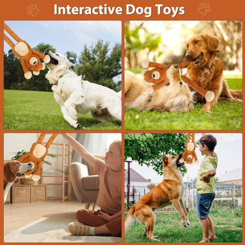 Large Tough Squeaky Dog Toys, Interactive Tug-Pull Plush Chew Toys for Small, Medium, and Large Dogs
