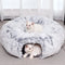Plush Cat Tunnel with Cat Bed for Indoor Cats, Multifunctional Donut Tunnel for Small Medium Large Cats, Kittens,