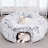 Plush Cat Tunnel with Cat Bed for Indoor Cats, Multifunctional Donut Tunnel for Small Medium Large Cats, Kittens,