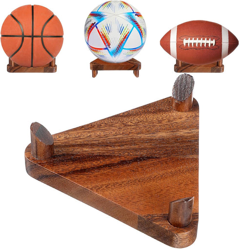 Xinjoduz Walnut Ball Display Stand, Basketball & Football Holder, Wooden Display Stand for