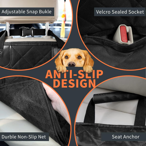 2-in-1 IVY&LANE Dog Car Seat Cover for Back Seat,Conversible Waterproof Front Seat Cover,Heavy-Duty & Scratchproof Car