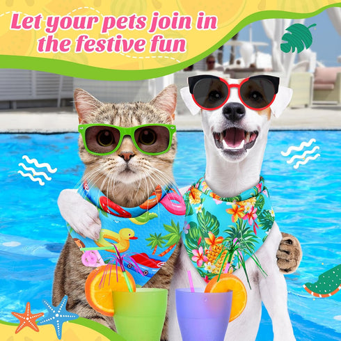 50 Summer Set Summer Decoration(31.5 21.7 21.7 Inches) Chunful Pieces Dog Bandanas for Bulk Hawaiian Bandanas Bib