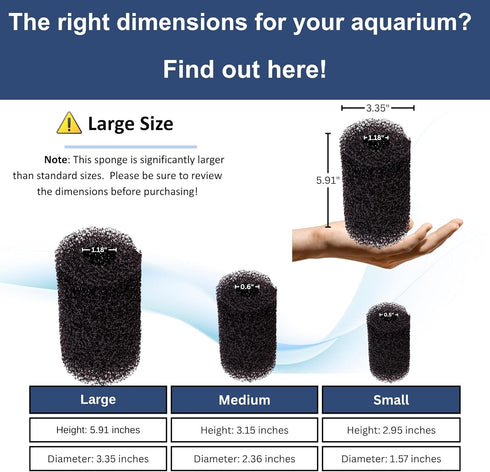 2-Pack 5-20 UNEAK Large Premium Pre Filter Sponge Aquarium Intake High-Porosity Foam Roll Fish Tank Shrimp Beta Baby