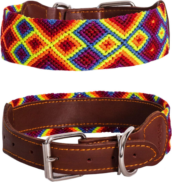 Moots Root Hand-Knitted Leather Pet Collar Red Small (ART170S)