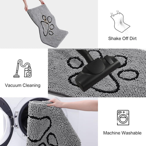 smiry Dog Door Mat for Muddy Paws, Absorbent Non-Slip Washable Quick Dry Chenille Mud Mat for Indoor Entry (30x20