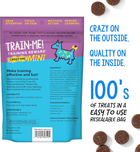 Crazy Dog Mini Train-Me! Training Treats, 10 oz. Bag, Beef Flavor, 500 Treats per Bag