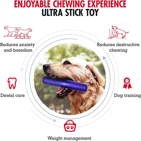 Tuff Pupper SuperChewy Tough Chew Stick Fetch Toy, Ultra Durable Natural Rubber for Aggressive Chewers