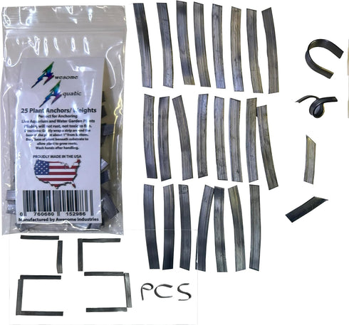 Awesome Aquatic Plant Anchors/Weights - 25 pk Strip Lead Ribbon for Live Plants Weight Anchor