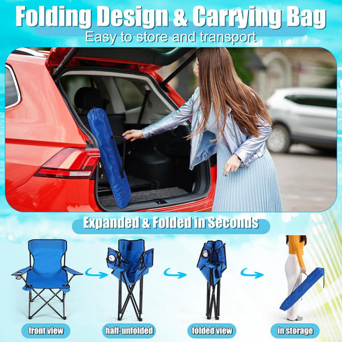 Yuntau 1 Set Beach Chair with Umbrella Foldable Camping Chair Fold up Umbrella with Universal Clamp Large Portable