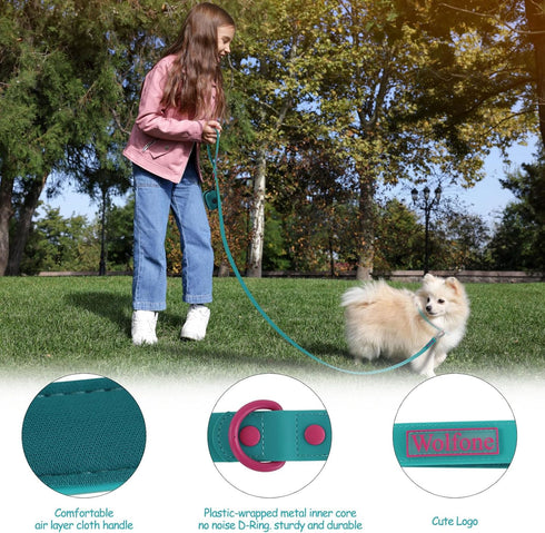 Waterproof Dog Leash Carabiner - Soft Handle Easy Care 6ft*25mm*2.5mm, Viridian Green