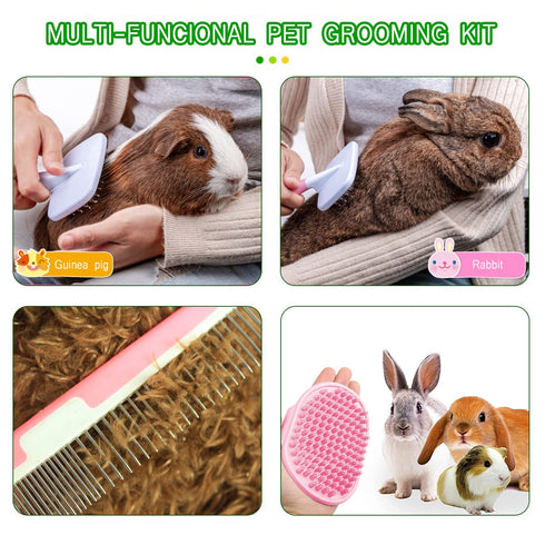 Trimmer Small Animal Pet Grooming Kit with Pet Shedding Slicker Brush, Bath Massage Glove, Pet Grooming Comb, Nail