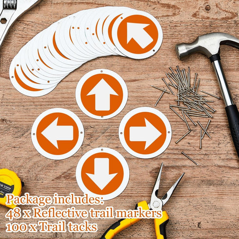 Reflective Trail Markers Bright Trail Signs Lightweight Glow Trail Arrows Markers for Tree Marking Reflector Camping