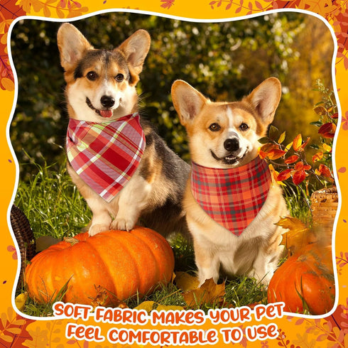 72 Sanwuta Pcs Thanksgiving Dog Bandana Bulk Washable Puppy Triangle Scarfs Thanksgiving Cat Bandanas Adjustable Soft