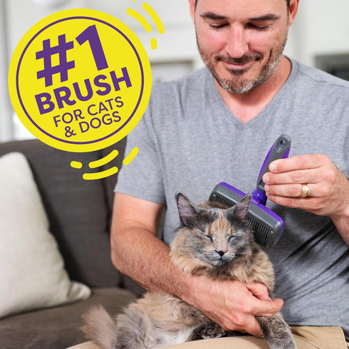 Hertzko Slicker Brush & Pet Hair Remover - Self Cleaning Deshedding Brush for Pets, Cat & Dog Hair Remover for Clothes