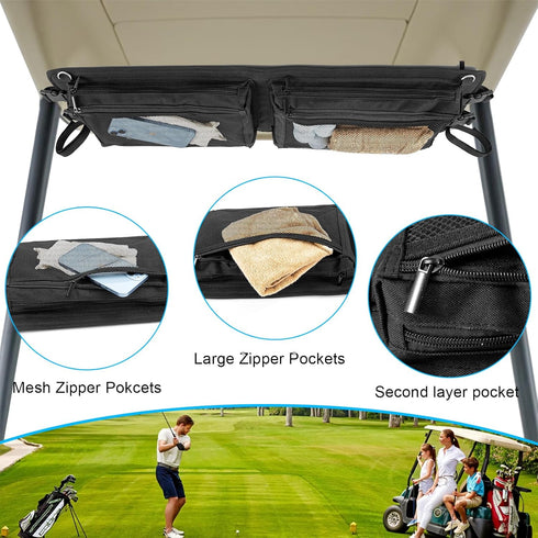 Golf Cart Overhead Storage Bag, Heavy Duty Ceiling Organizer Bag, Compatible with Club Car Precedent, Tempo, Onward