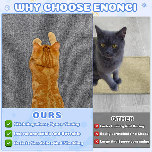 23.6x15.8 Cat Wall Scratcher Mat - Anti Cats Scratch Furniture Protector for Indoor, Trimmable Pad Board