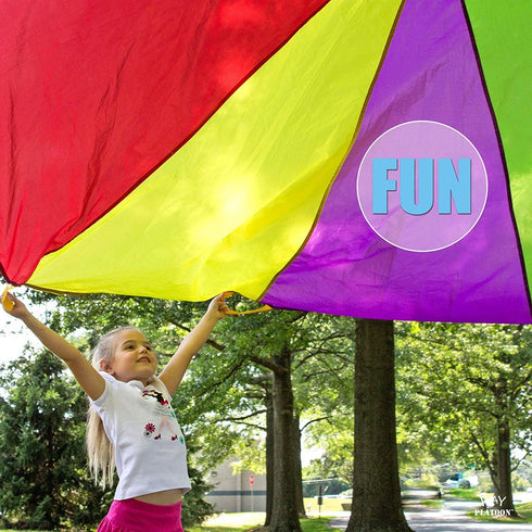 10 10 Play Platoon Rainbow Parachute Toy for Kids with Handle, ft Play Parachute Game with Handles, PE Equipment
