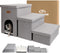 Dog Stairs for High Beds, Folding Pet Stairs with Storage, 3 Steps for Small Medium Dogs, Smok Grey, Holds 200 lbs