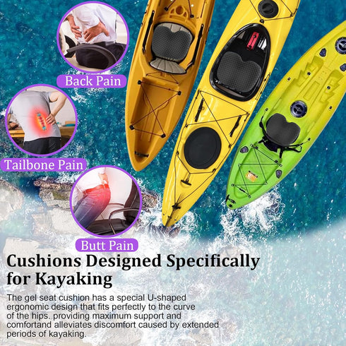 NEW-Vi Anti-Slip Kayak Seat Cushion - Waterproof Thicken Gel Pad for Sit in Kayak Chair Accessories