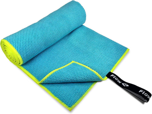 Flow Microfiber Quick Dry Swim Towel - Pool Towels for Competitive Swimming (Blue, Large 60” x 30”)