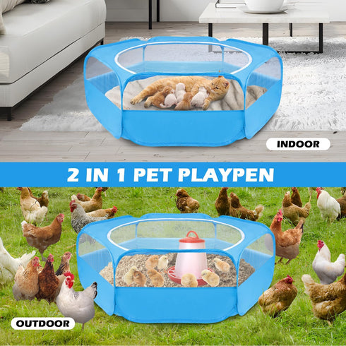 UWE Small Animal Playpen, Chicken Brooder Box with Cover Top, Portable Outdoor Exercise Pet Cage Tent, Waterproof