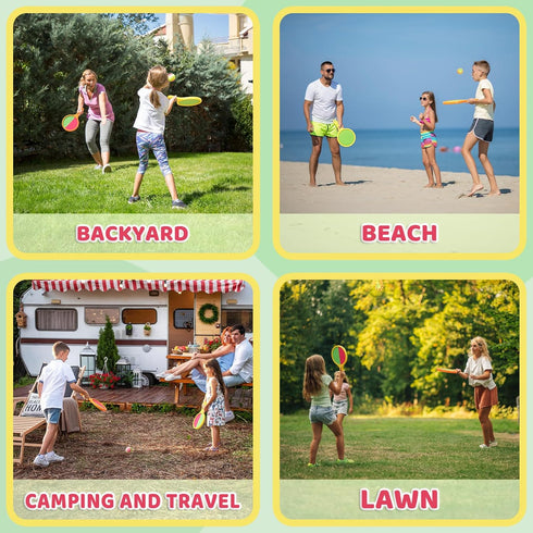 Toss and Catch Game Ball Set - 2024 Upgrade Handheld Sticky & Suction Rackets with 2 Balls, Summer Yard Beach Toys for