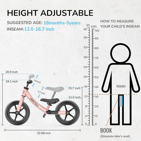 2 18 5 2-3 Umatoll Toddler Balance Bike Year Old, Kids Bike Toy for Months to Years Old, Tool-Free Adjustment, Birthday