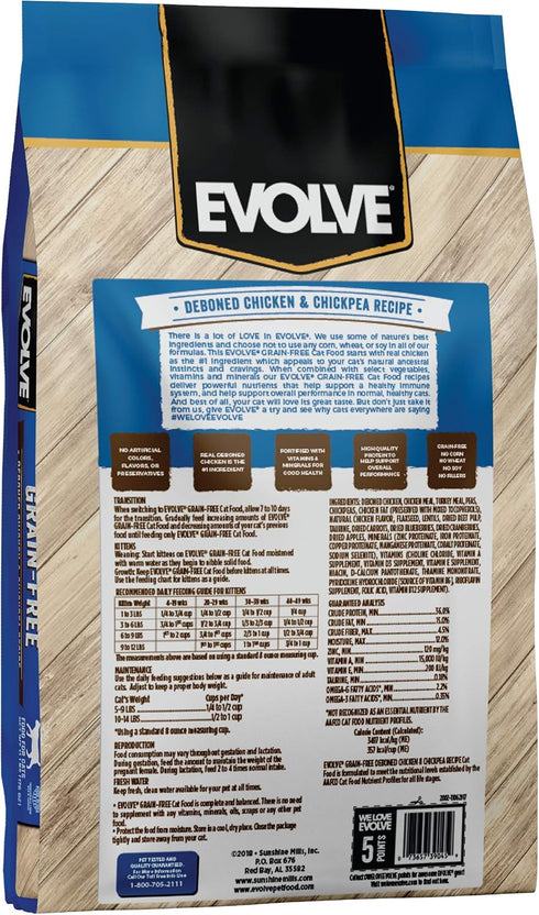 Evolve Grain Free Deboned Chicken, Pea and Vegetable Recipe Cat Food, 11 lb