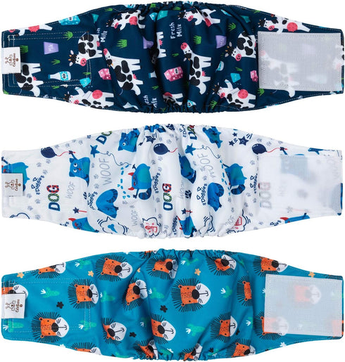 CuteBone Male Dog Diapers Washable for Poop and Pee DM14XS
