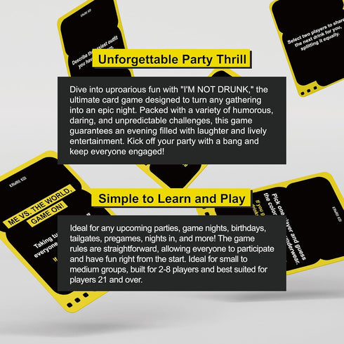 I'M NOT DRUNK Party Drinking Game for Game Nights - 21st Birthday Gift with 55 Amusing Cards