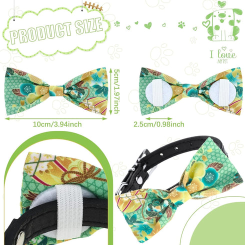 16 Pcs Dog Bow Ties Slide Dog Collar Bows Summer Hawaiian Styles Dog Collar Attachment Bows with Rubber Bands Dog Bow Ties for Large Dogs Spring Summer Grooming Independence Day (Fresh Style)