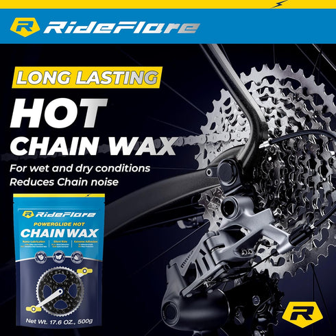 500g RideFlare Premium Chain Wax Hot Melt Bike Chain Lubricant with Ultra Low Friction Formula Long-Lasting