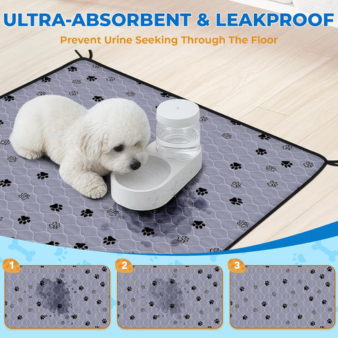 2 Pack 48''x60'' 8 Fostanfly Non-Slip Washable Pee Pads for Dogs, Extra Large Ultra-Absorbent and Leak-Proof Reusable